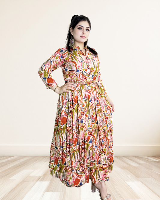 Multicolor Indian Printed Dress Sadat Boutique