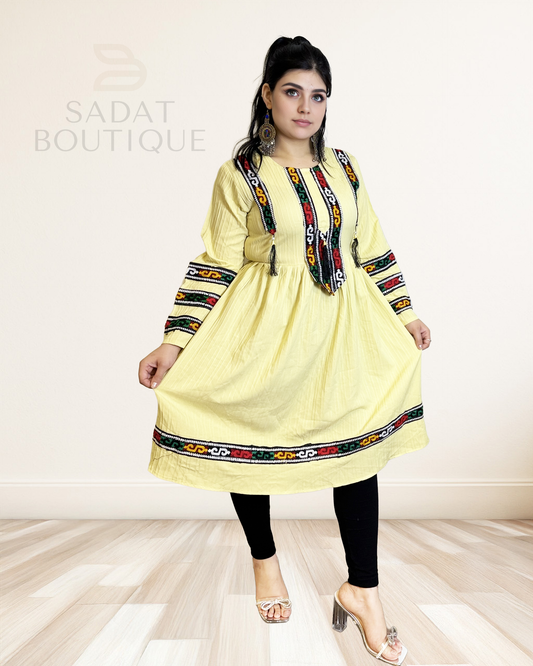 Lema Yellow Afghan Dress Sadat Boutique