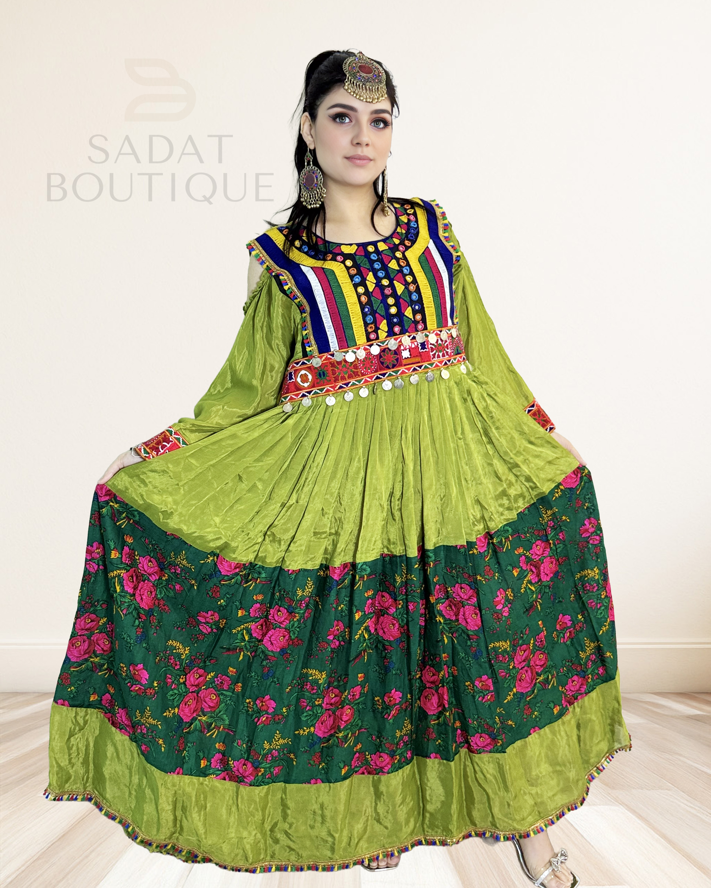 Sabz Gulbahar Afghan Dress Sadat Boutique