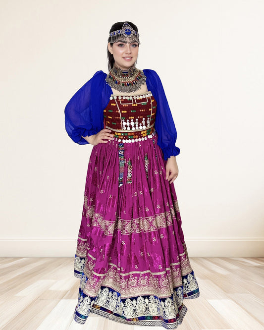 Premium Magenta & Royal Blue Afghan Dres Sadat Boutique