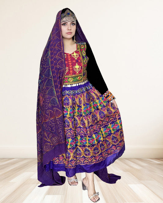 Purple Charmaghzani Afghan Dress Sadat Boutique