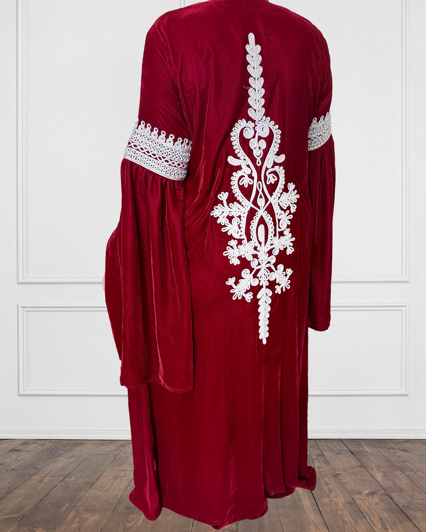 Imperial Maroon Charmadozi Afghan Velvet Gown Sadat Boutique