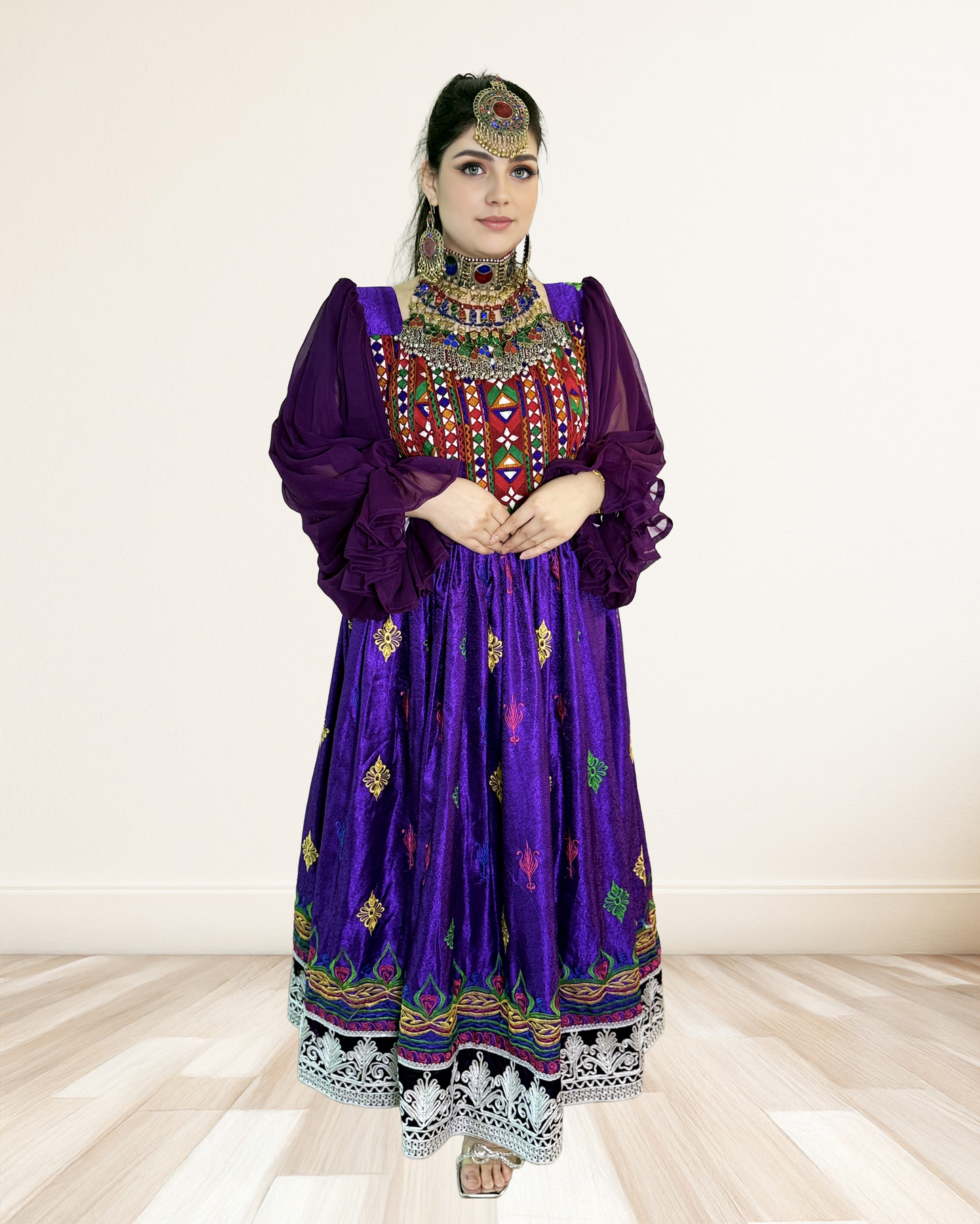 Regal Purple Modern Afghan Cultural Dress Sadat Boutique