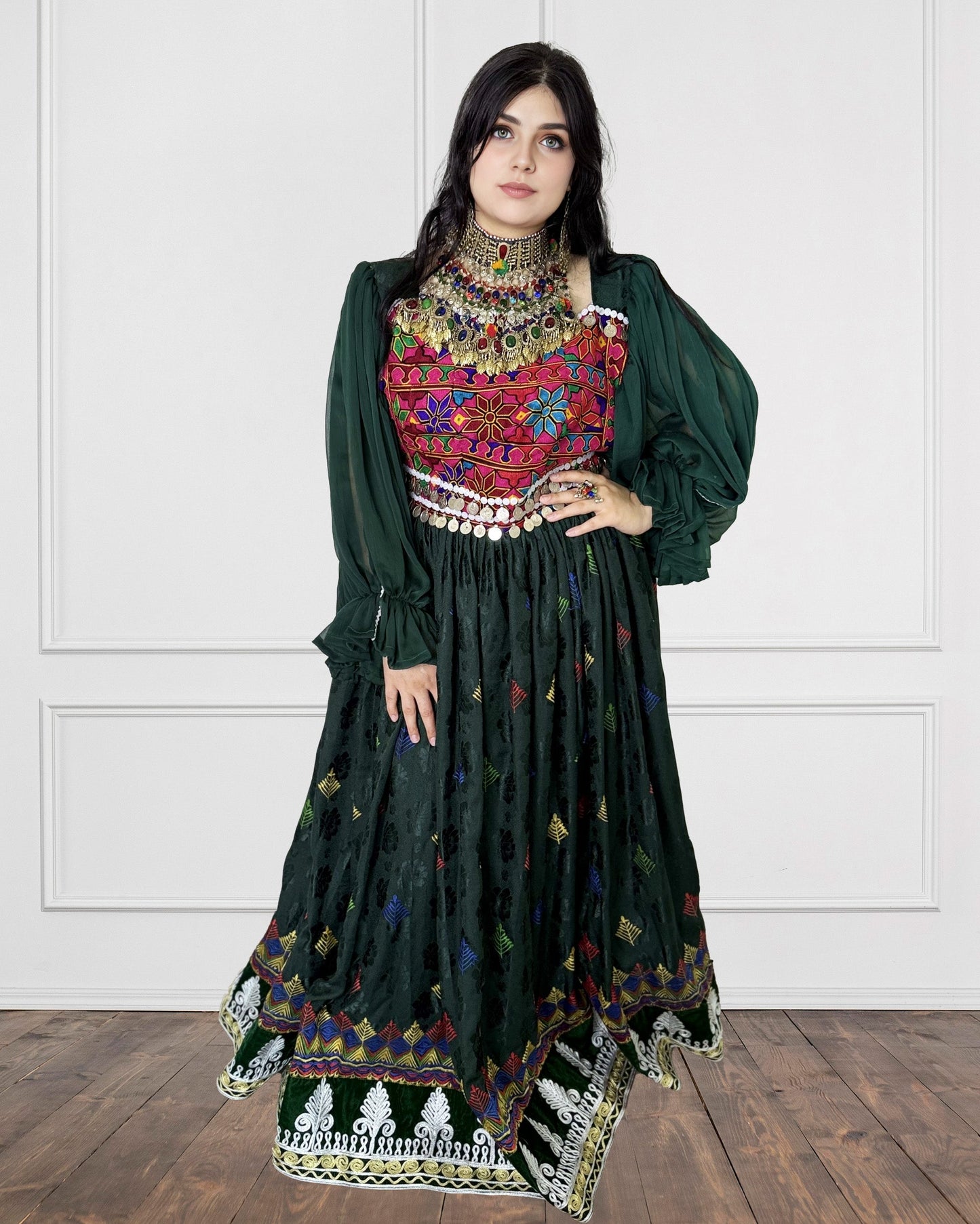 Green Kochi Party Afghan Dress Sadat Boutique