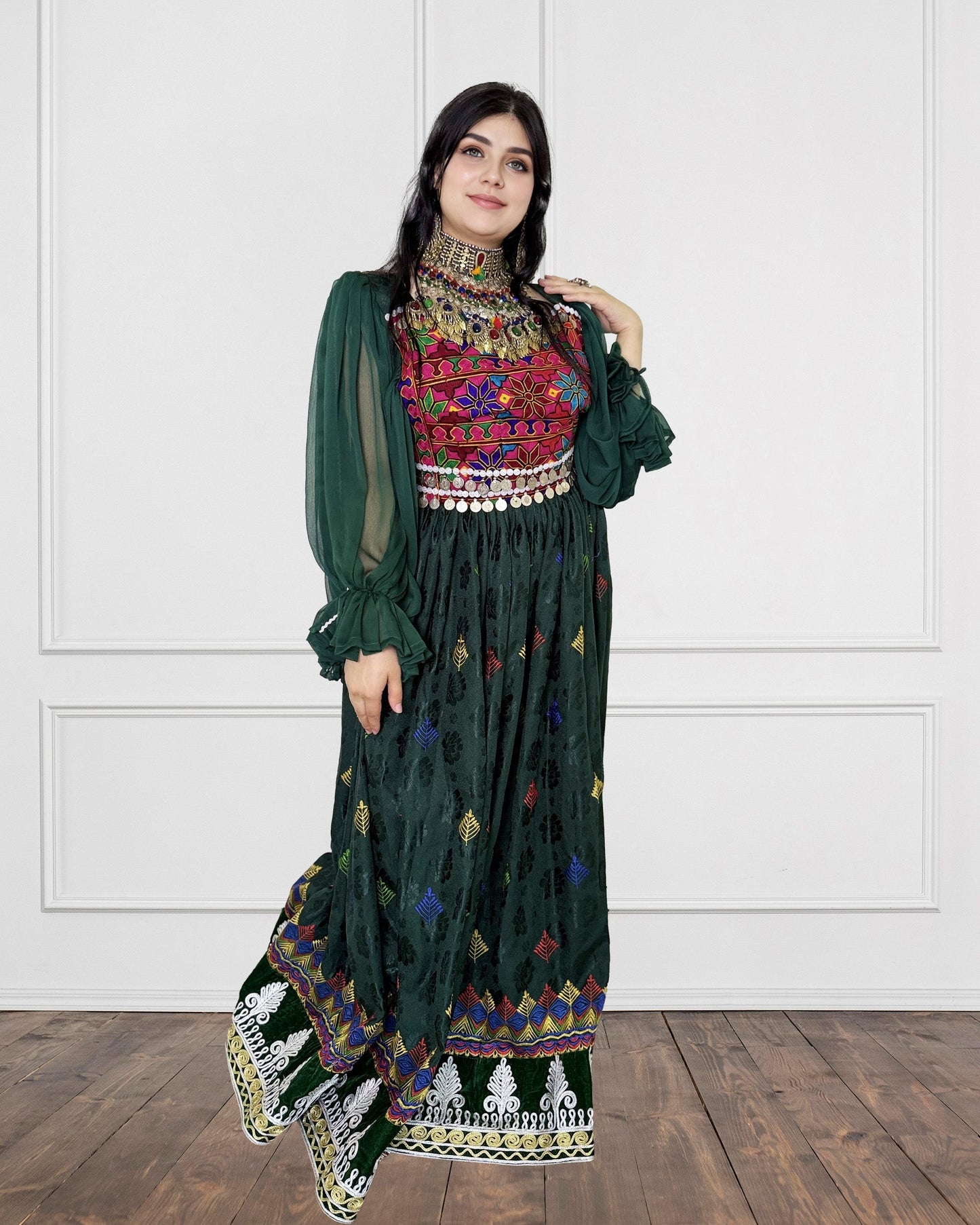 Green Kochi Party Afghan Dress Sadat Boutique