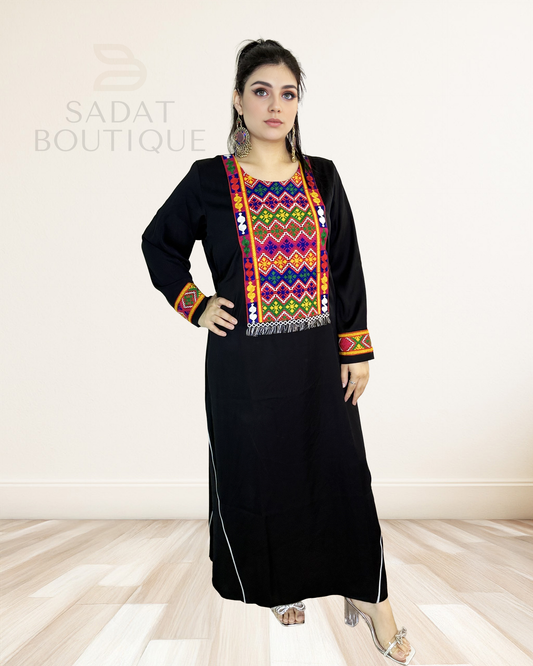 Sadaf Black Afghan Dress Sadat Boutique