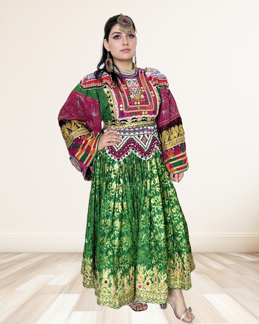 Heavily Embroidered Charm with Regal Detailing Afghan Dress Sadat Boutique