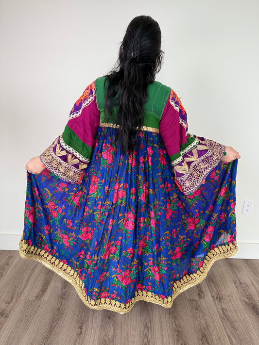 Traditional Purple Afghan Party Dress with Heavy Embroidery Sadat Boutique