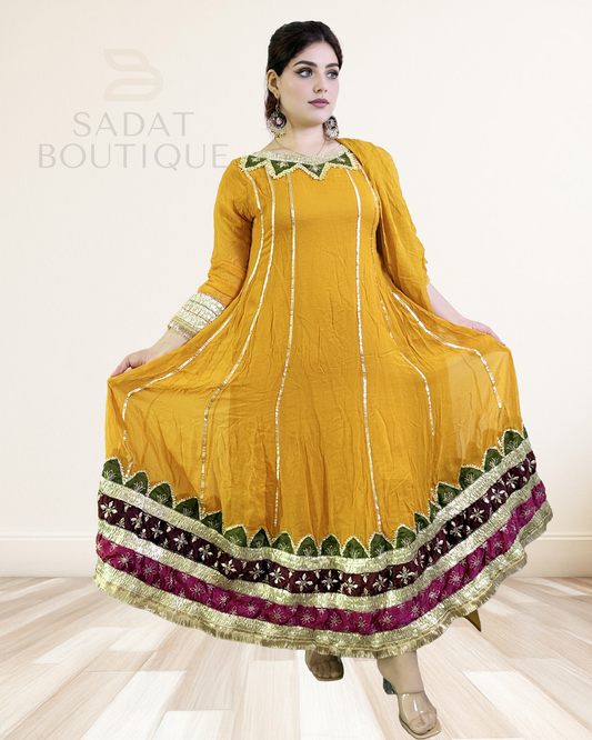 Golden Mustard Traditional Afghan Dress Sadat Boutique