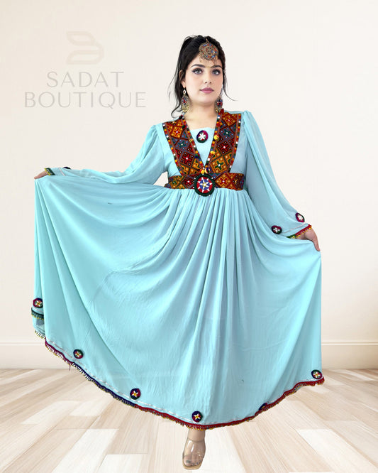Aqua Afghan Beaded Maxi Sadat Boutique