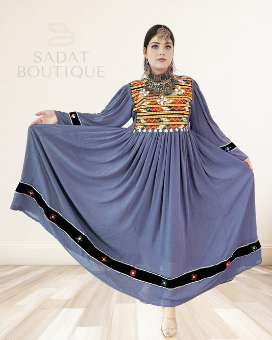 Slate Afghan Beaded Maxi Sadat Boutique