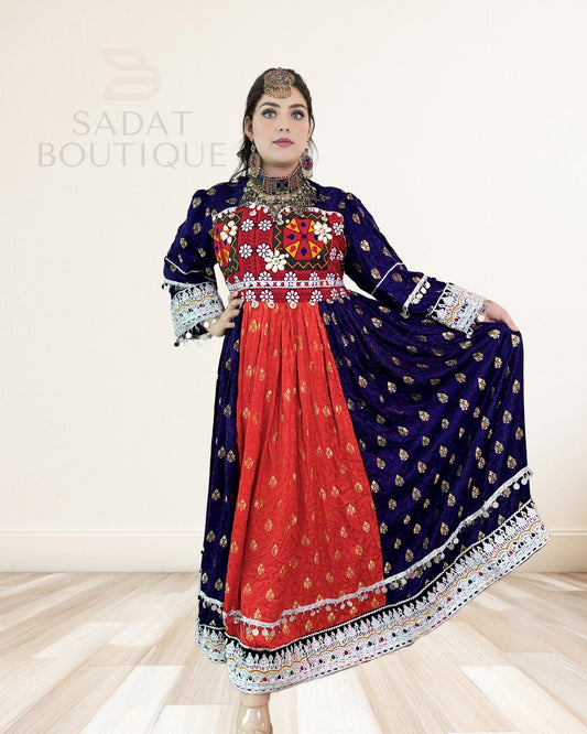 Amethyst & Crimson Afghan Mirrorwork Maxi Sadat Boutique