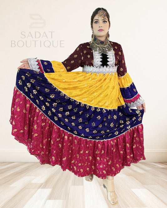 Mulberry, Saffron & Indigo Afghan Maxi Sadat Boutique