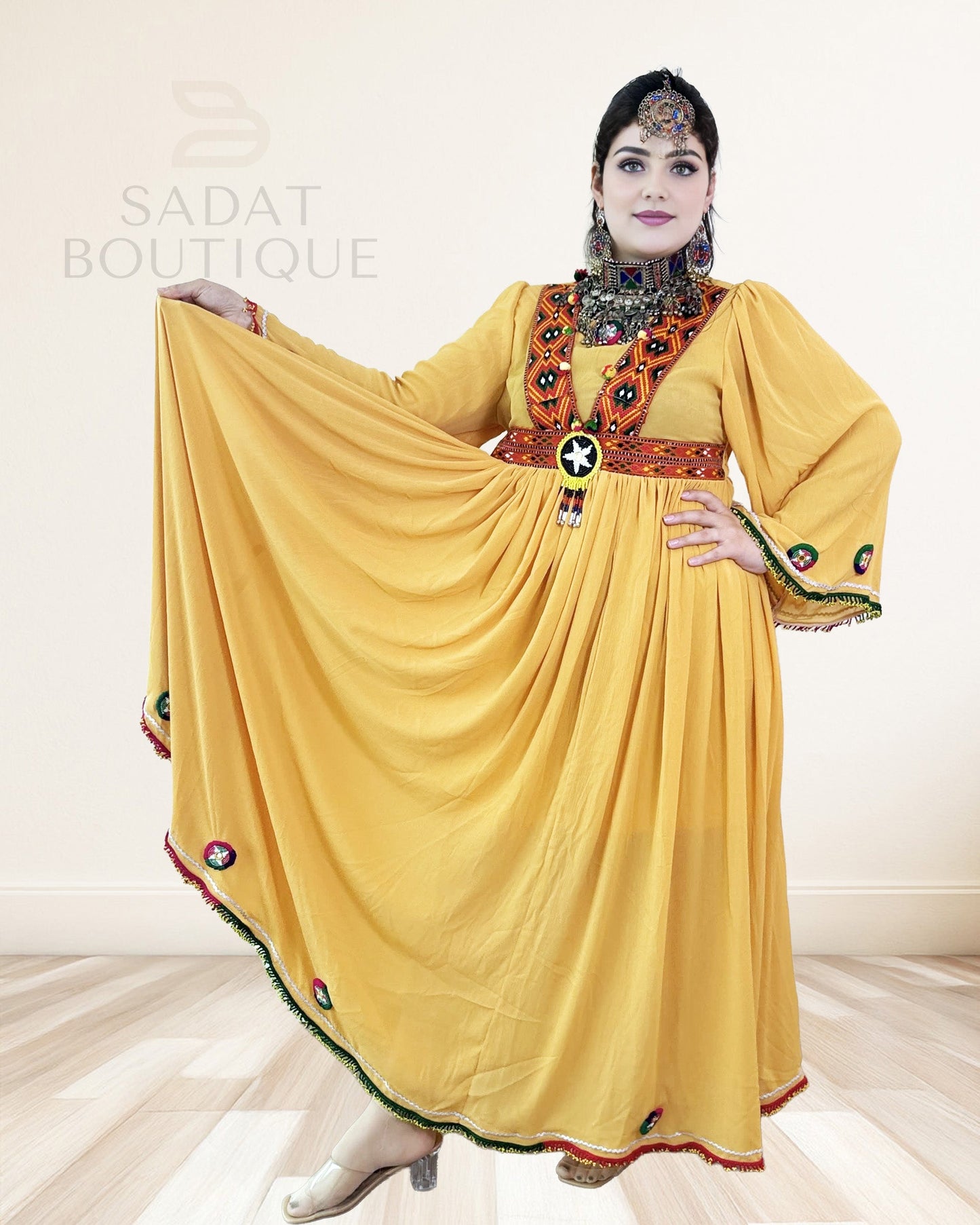 Marigold Afghan Beaded Maxi Sadat Boutique