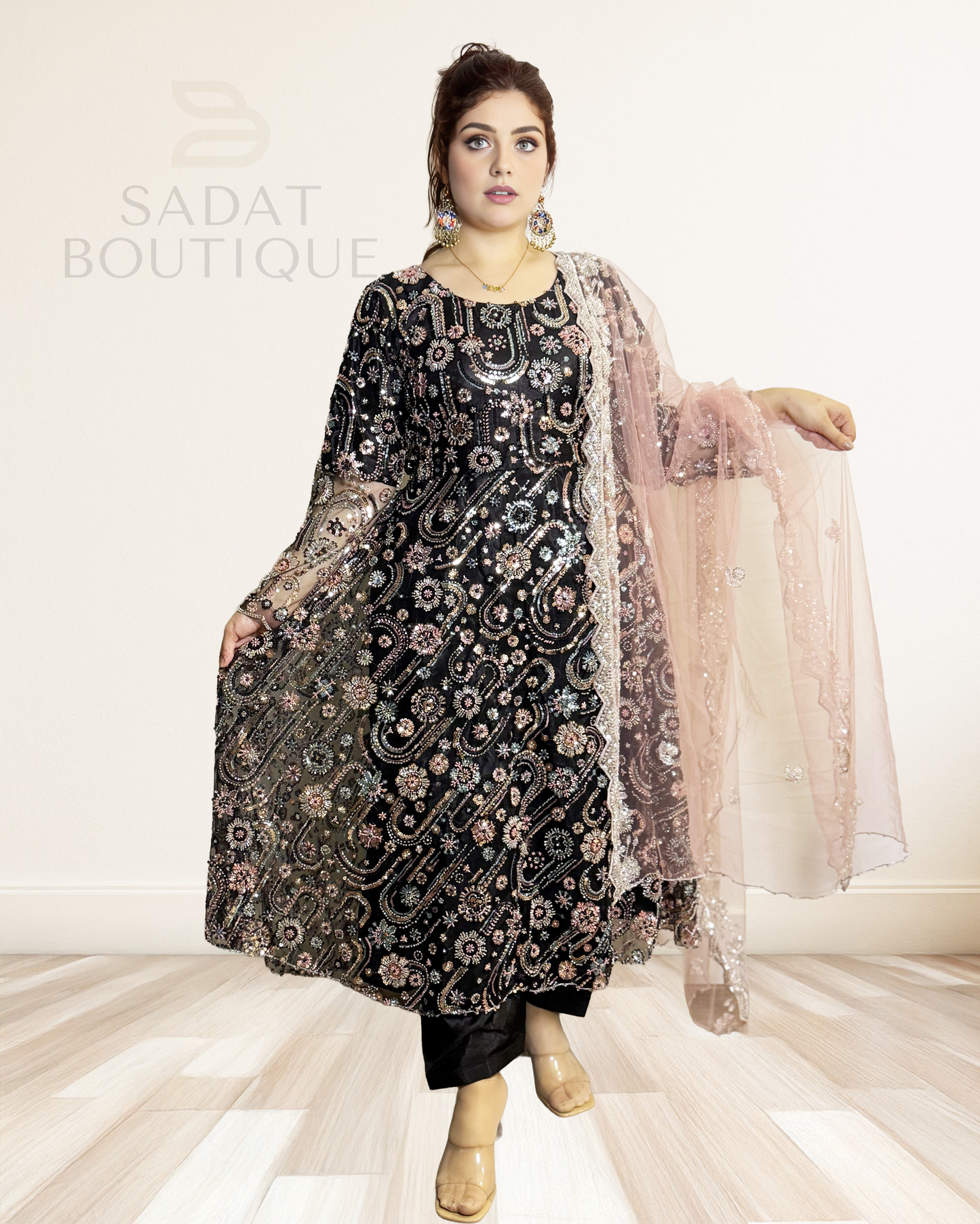 Traditional Dress – Black Luxury with Heavy Embroidery | Sadat Boutique Sadat Boutique