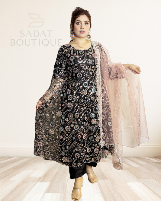 Traditional Dress – Black Luxury with Heavy Embroidery | Sadat Boutique Sadat Boutique