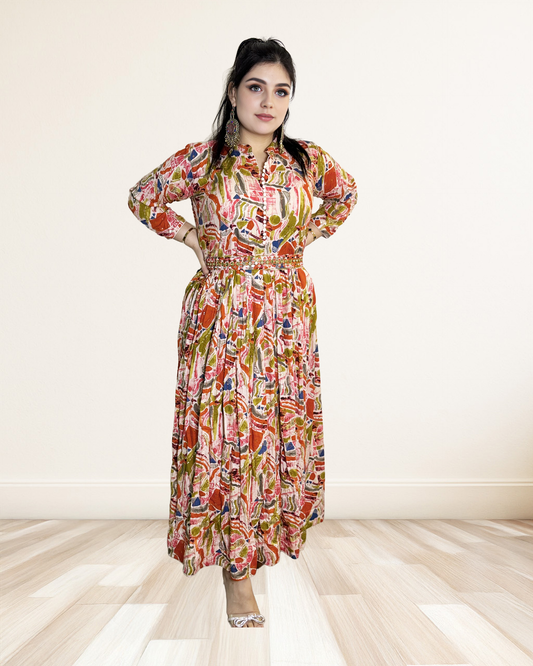 Multicolor Indian Printed Dress Sadat Boutique