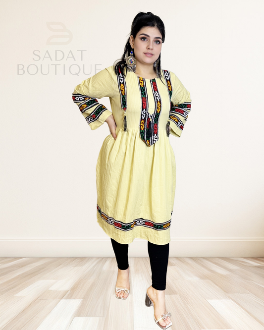 Lema Yellow Afghan Dress Sadat Boutique