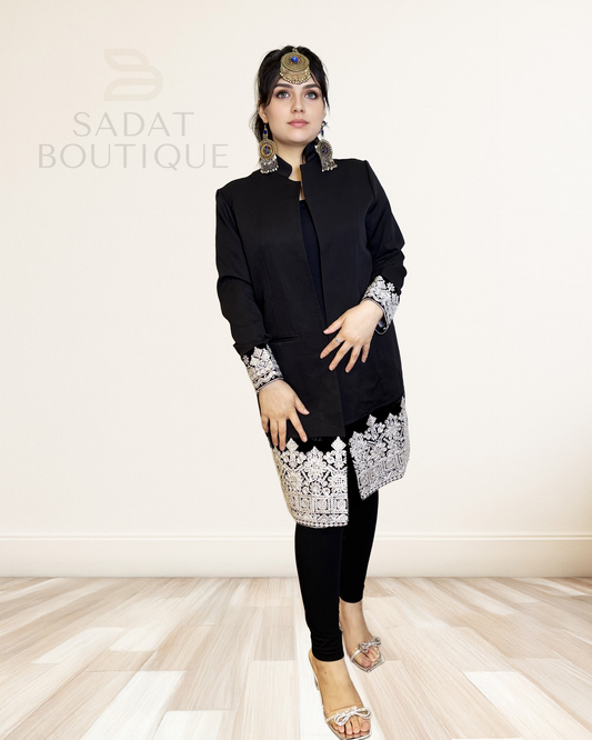 Charmadozi Black Chapan Overcoat Sadat Boutique
