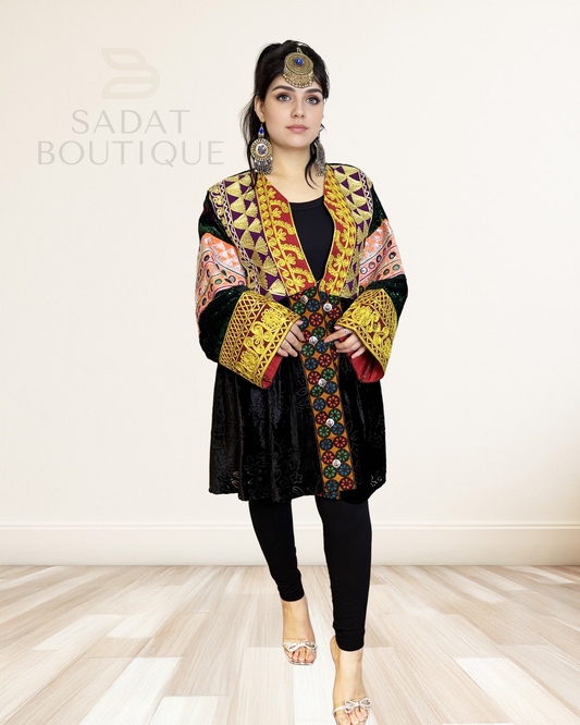Zohra Velvet Embroidered Chapan Sadat Boutique