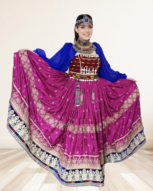 Premium Magenta & Royal Blue Afghan Dres Sadat Boutique