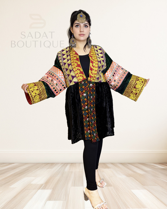 Zohra Velvet Embroidered Chapan Sadat Boutique