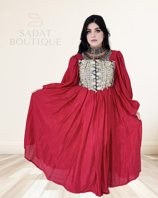 Zarmina – Light Afghan Kuchi Party Dress (Free-Size) Sadat Boutique