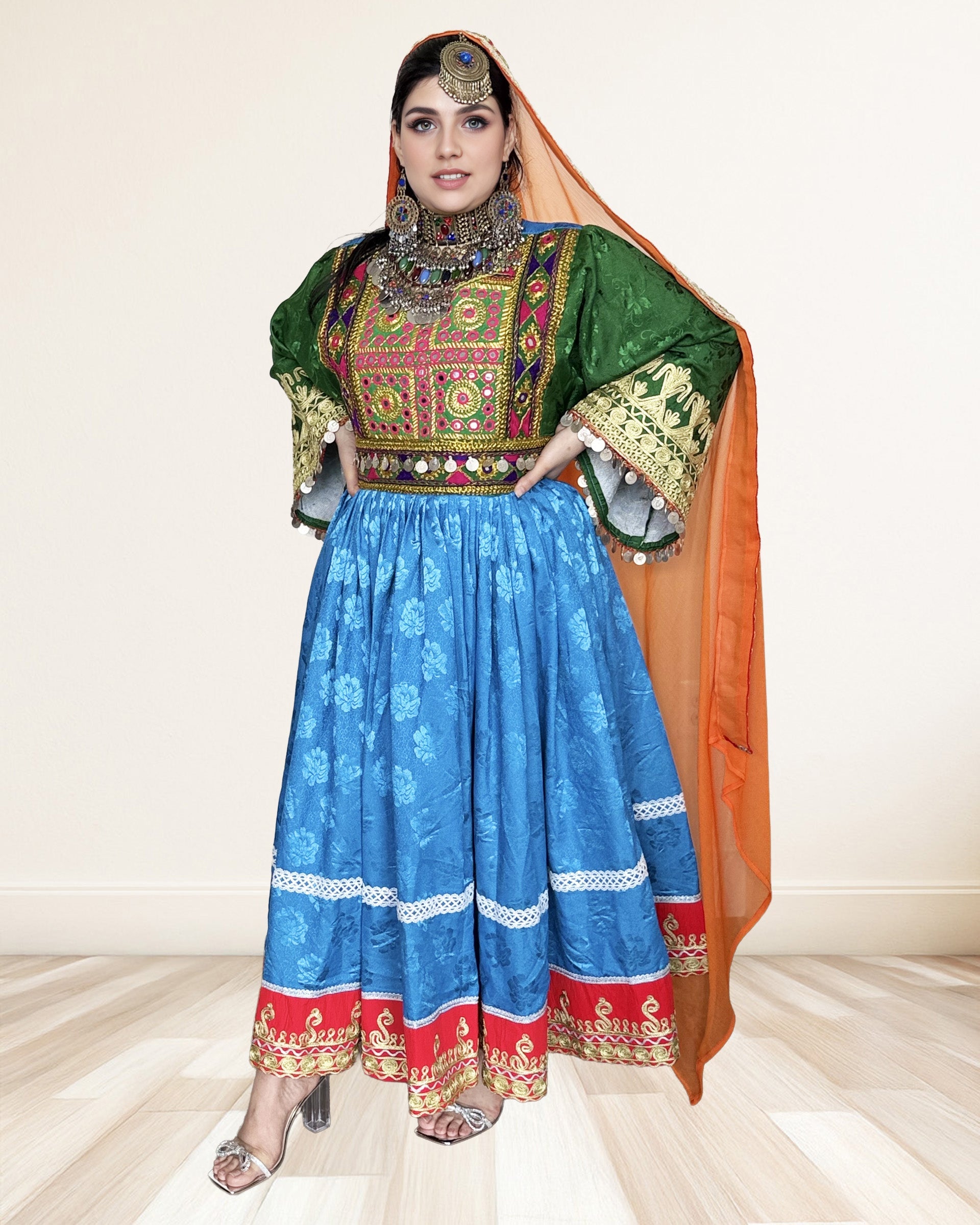 Multicolor Traditional Afghan Dress Sadat Boutique