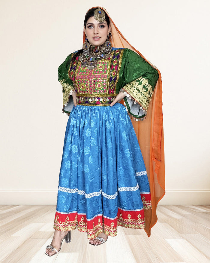 Multicolor Traditional Afghan Dress