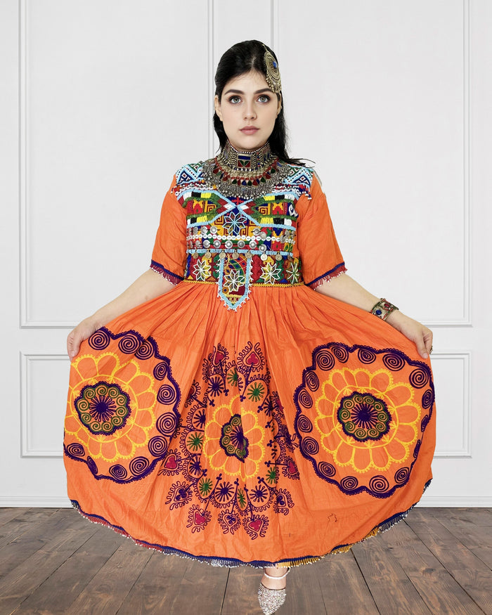 Afghan Cotton Embroidered Design Casual Dress