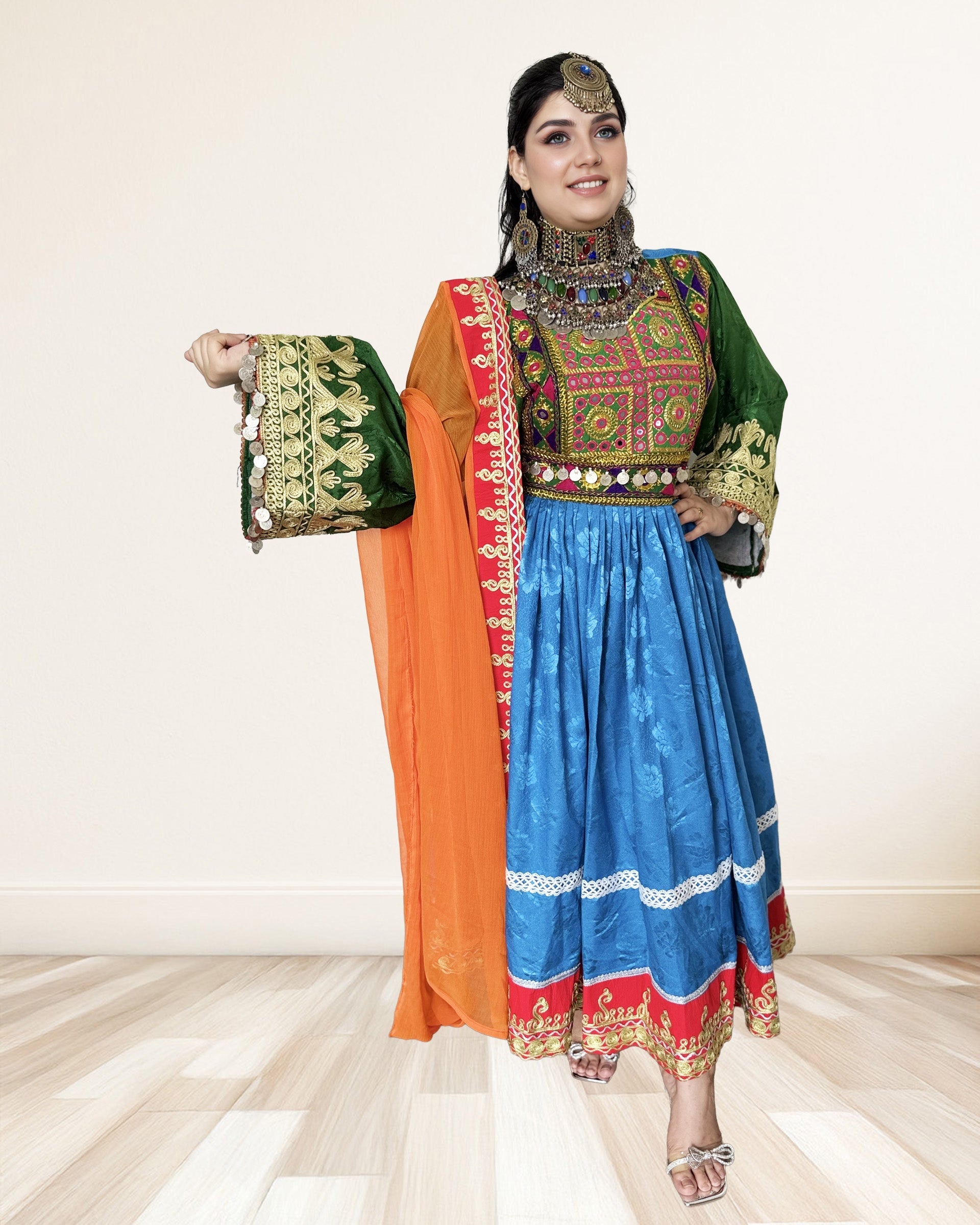 Multicolor Traditional Afghan Dress Sadat Boutique