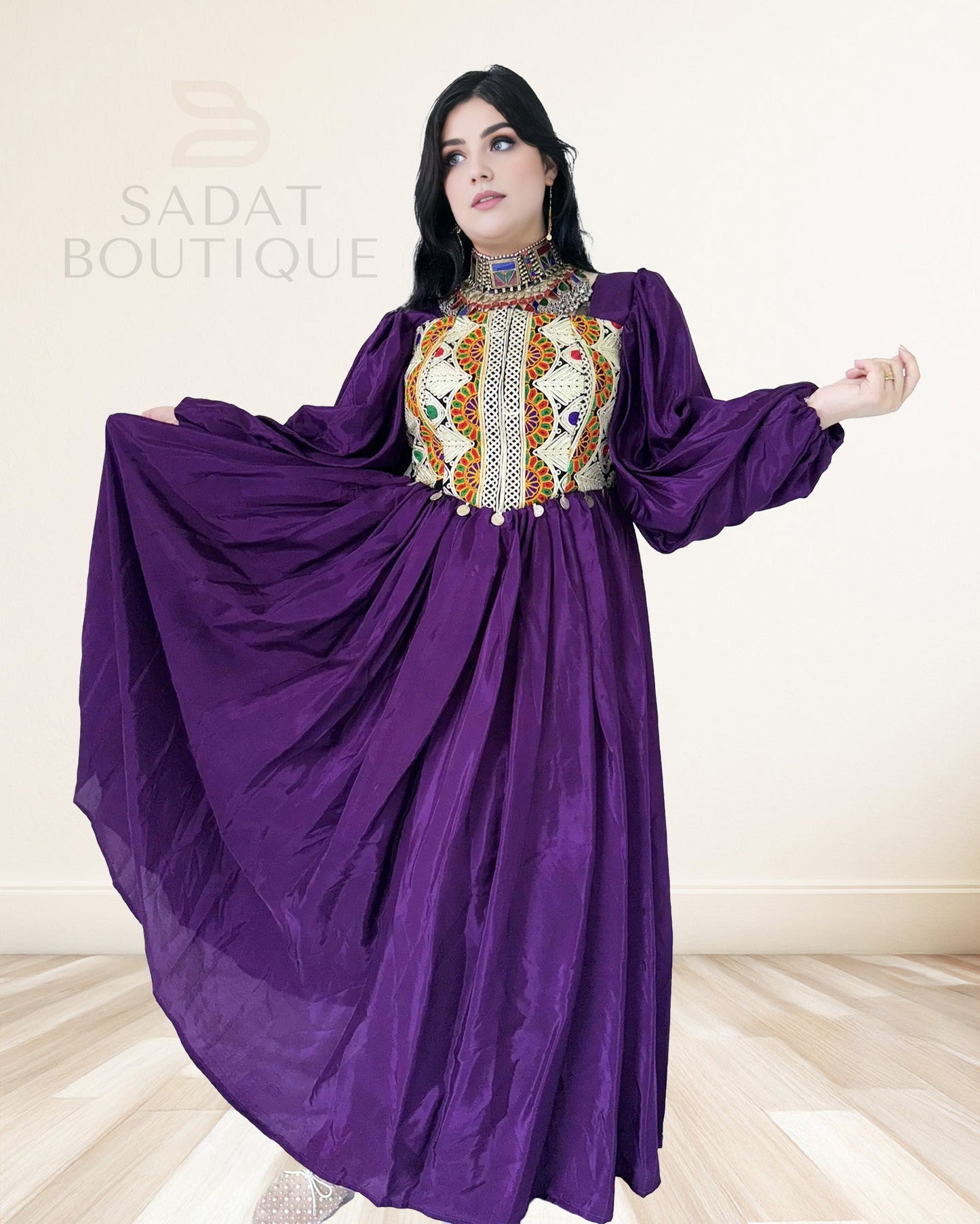 Zarmina – Light Afghan Kuchi Party Dress (Free-Size) Sadat Boutique