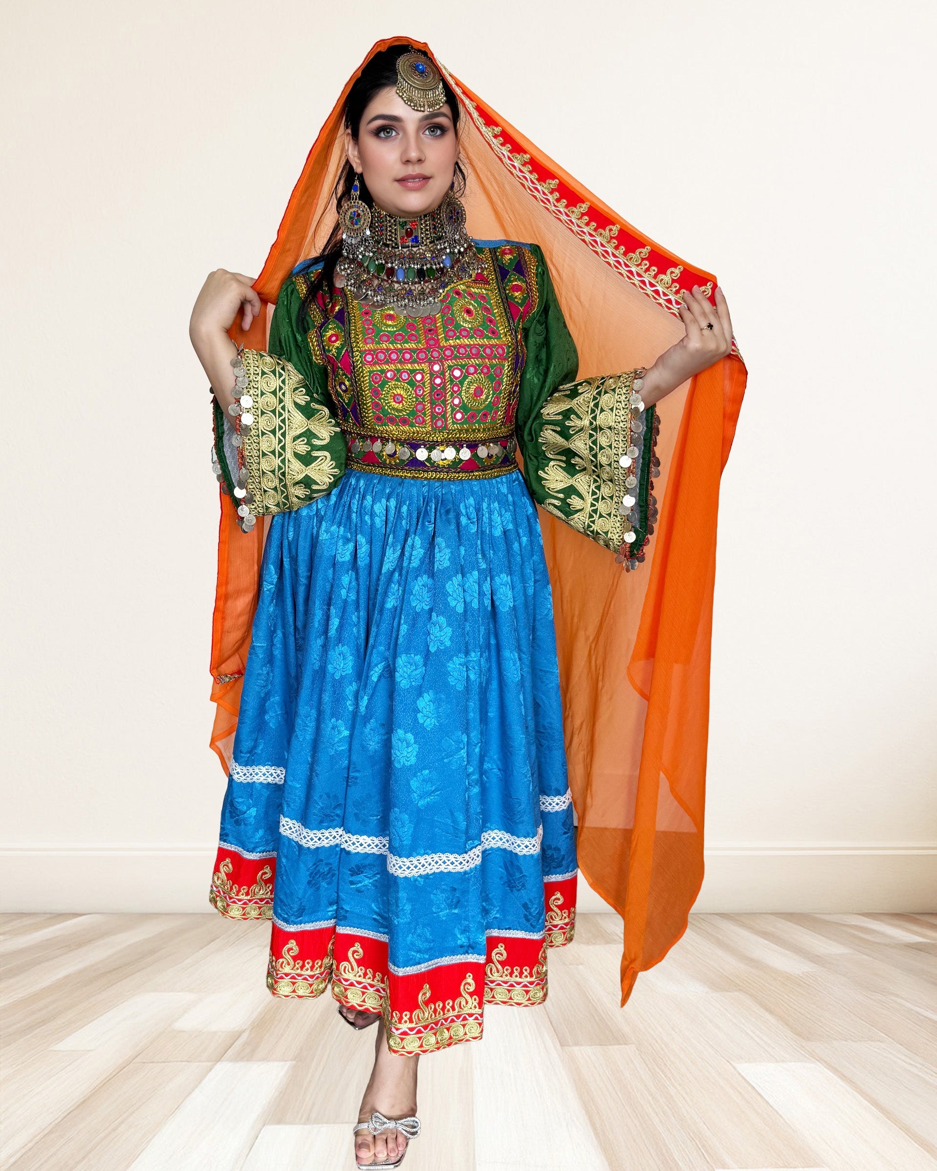 Multicolor Traditional Afghan Dress Sadat Boutique