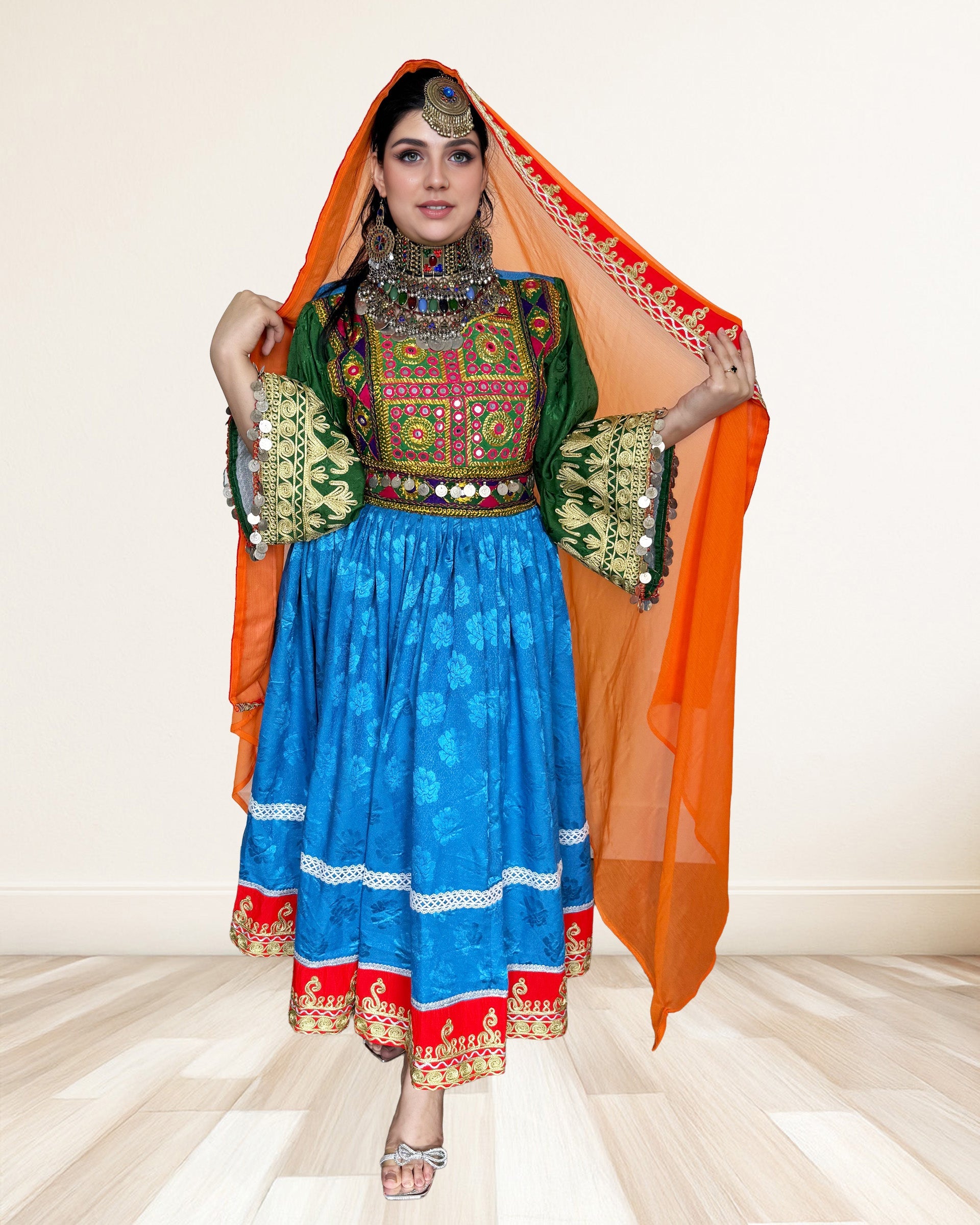 Multicolor Traditional Afghan Dress Sadat Boutique