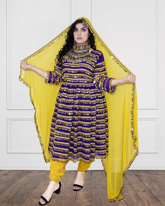 Afghan Shimmering Sequin Dress Sadat Boutique
