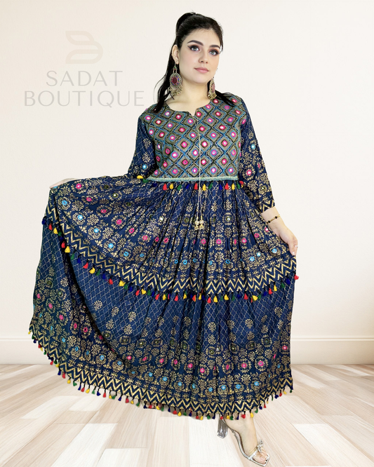 Royal Blue Afghan Dress – Timeless Luxury with Cultural Grace Sadat Boutique