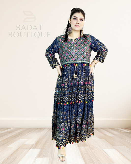 Royal Blue Afghan Dress – Timeless Luxury with Cultural Grace Sadat Boutique