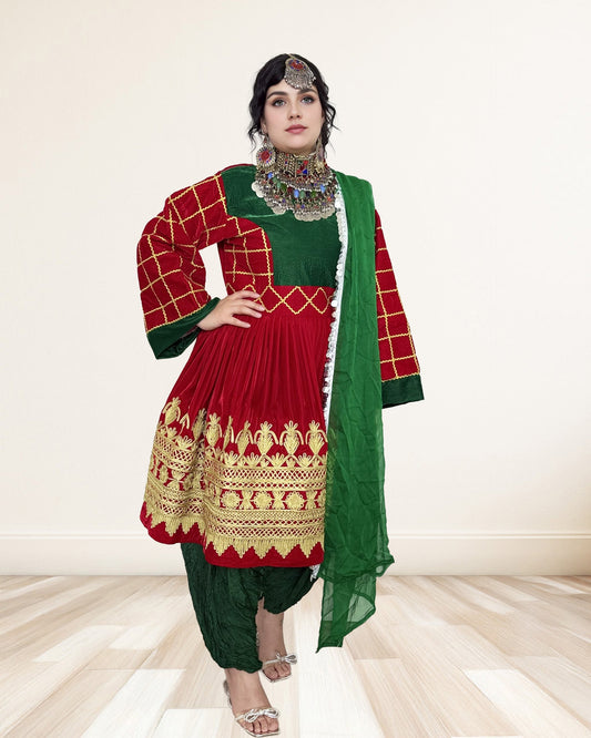 Traditional Afghan Velvet Dress Sadat Boutique