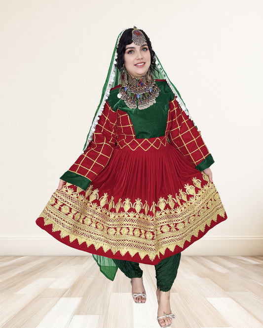 Traditional Afghan Velvet Dress Sadat Boutique