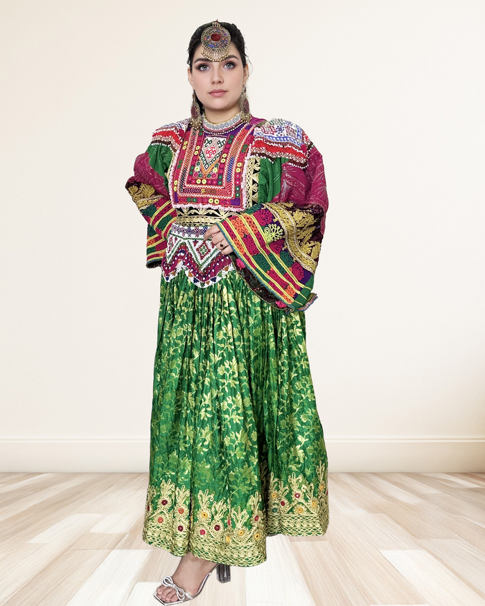 Heavily Embroidered Charm with Regal Detailing Afghan Dress
