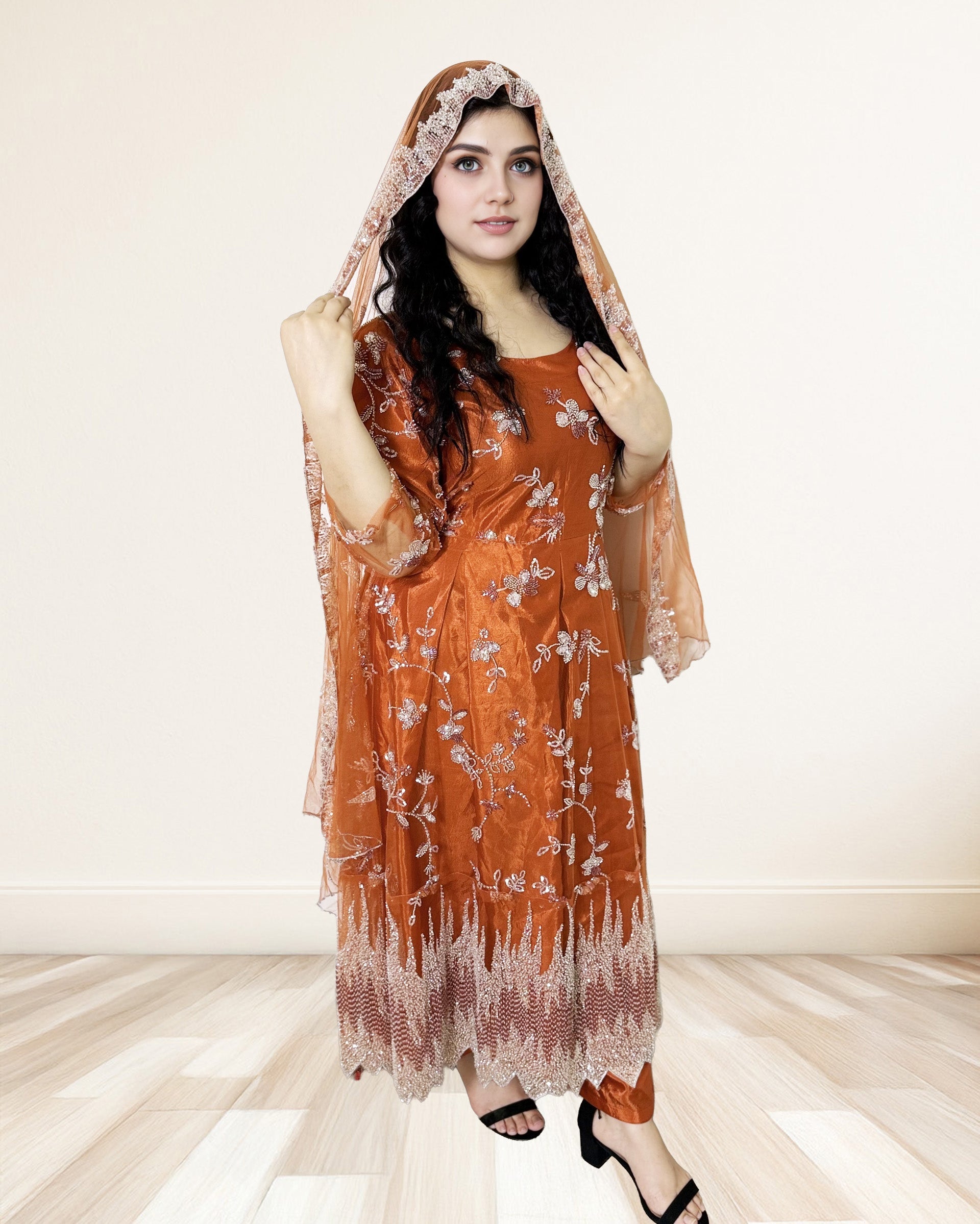 Embroidered Georgette Anarkali Dress Sadat Boutique