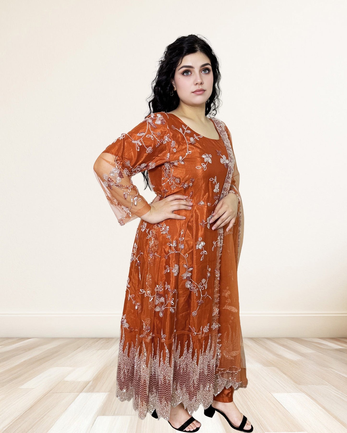 Embroidered Georgette Anarkali Dress Sadat Boutique