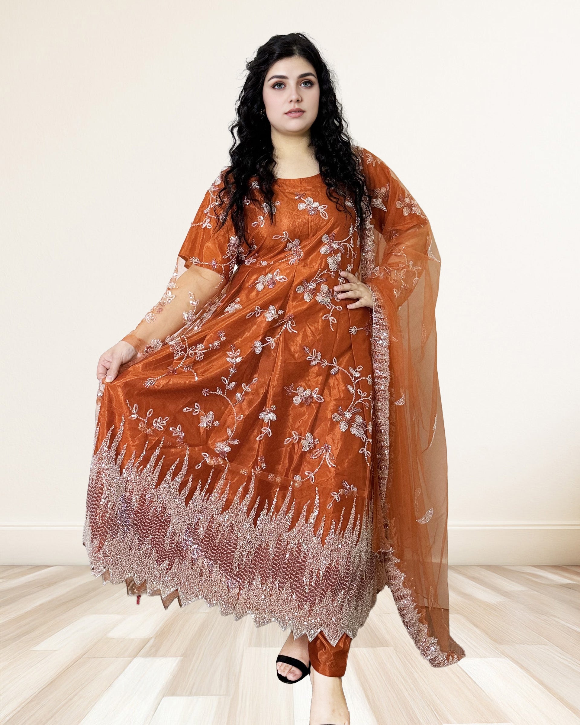 Embroidered Georgette Anarkali Dress Sadat Boutique