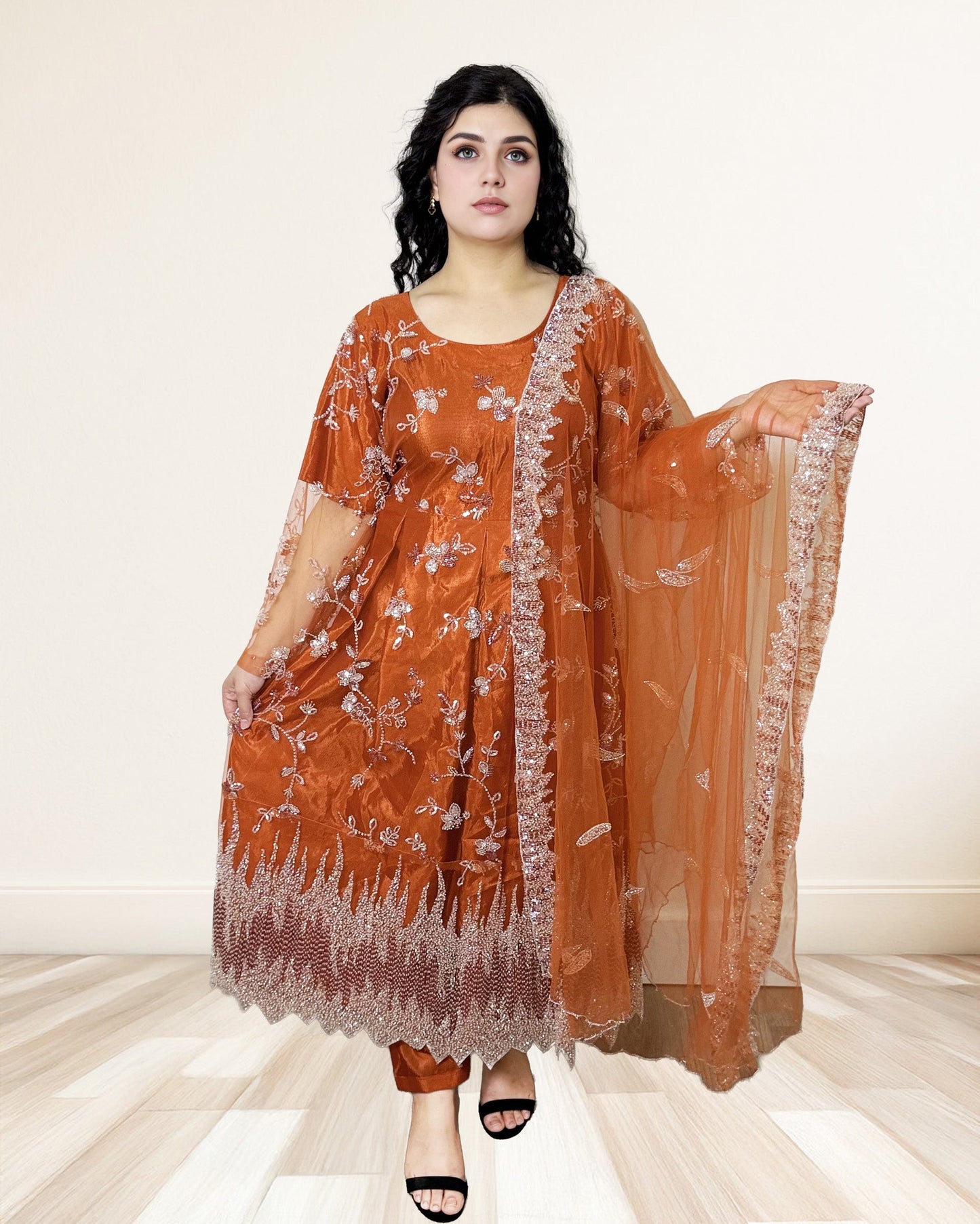 Embroidered Georgette Anarkali Dress Sadat Boutique