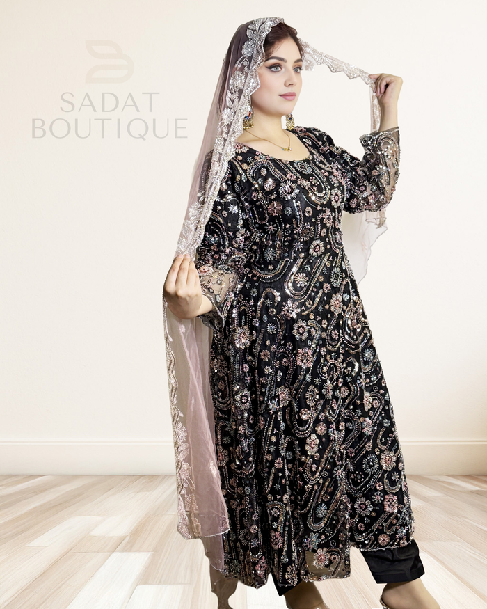 Traditional Dress – Black Luxury with Heavy Embroidery | Sadat Boutique