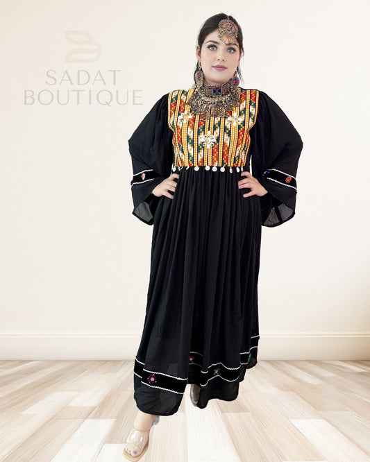 Black Afghan Beaded Maxi Sadat Boutique