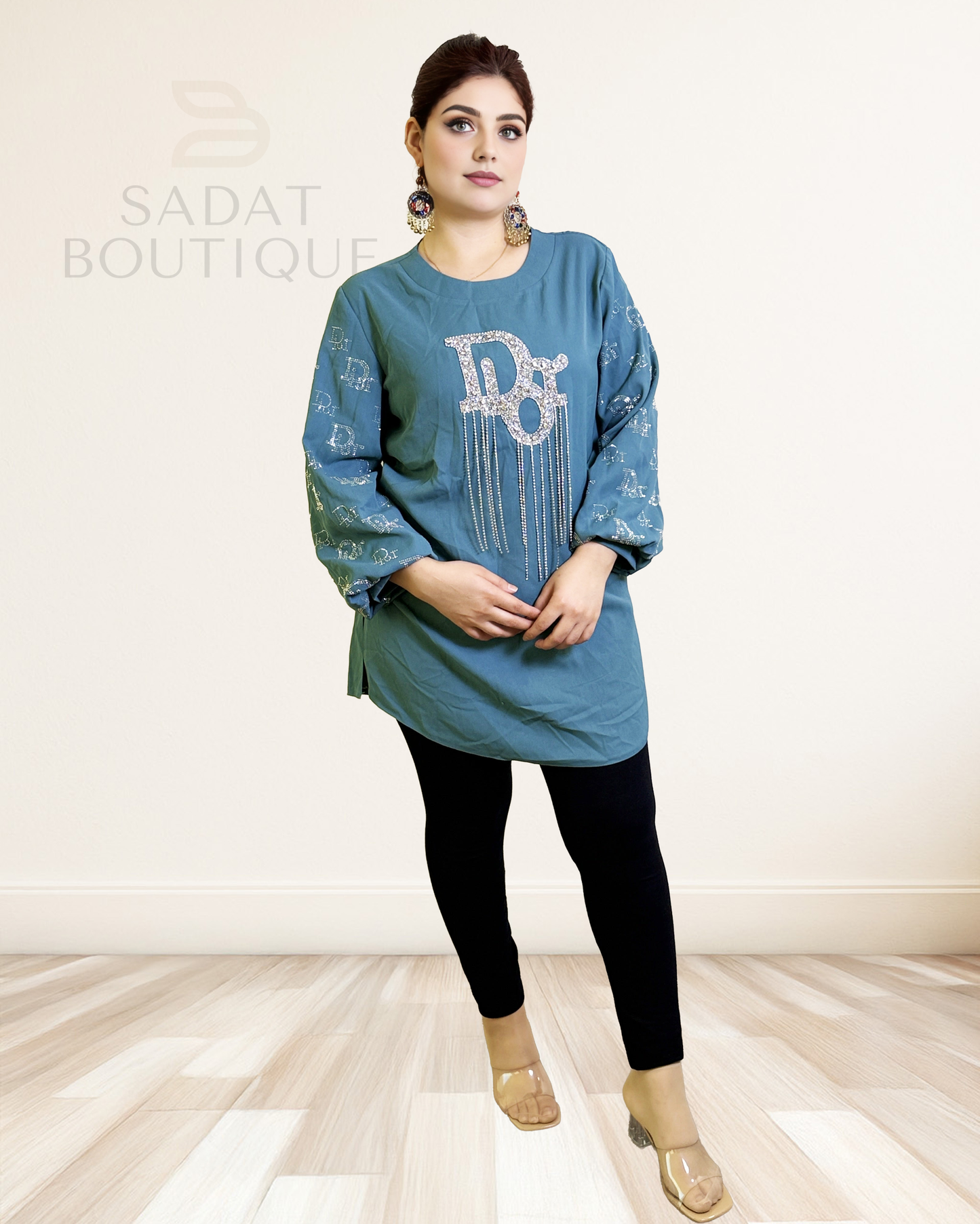 Teal Blue Designer Tunic – Modern Glamour by Sadat Boutique Sadat Boutique