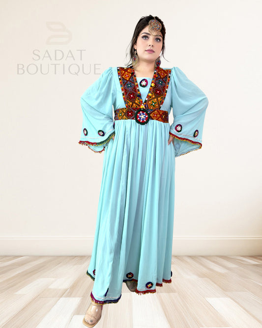 Aqua Afghan Beaded Maxi Sadat Boutique