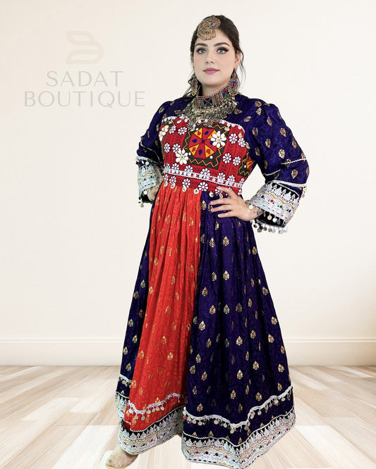 Amethyst & Crimson Afghan Mirrorwork Maxi Sadat Boutique