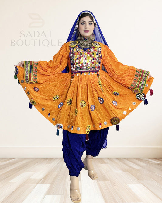 Saffron–Cobalt Afghan Kuchi Set Sadat Boutique